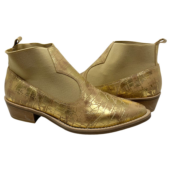 NEW Matisse Sweet Jane Gold Snake Leather Western Ankle Booties Shooties Sz 6.5 - Picture 2 of 10